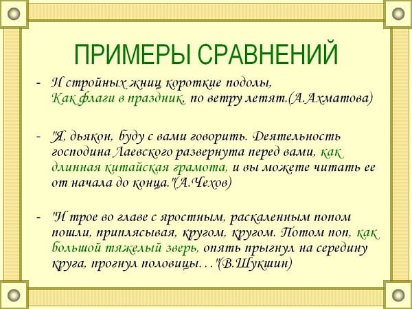 Что такое сравнение в литературе: определение, виды, примеры